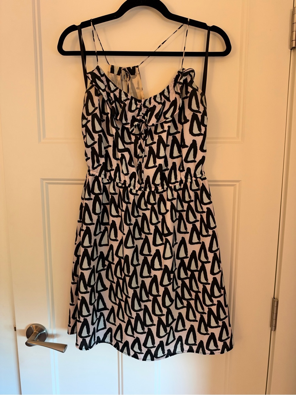 BCBG Black & White Printed Spaghetti-Strap Mini Dress